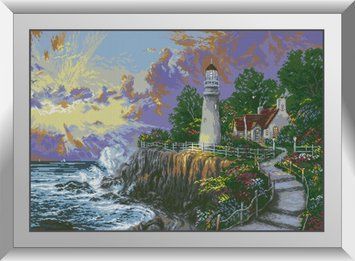 Картина алмазами Маяк на закате Dream Art (DA-31153, Без подрамника) 55 x 80см фото интернет-магазина Raskraski.com.ua