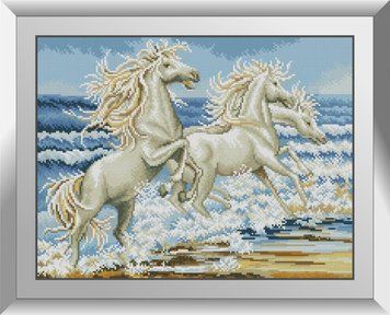 Мозаика алмазная Белые лошади Dream Art (DA-31453, Без подрамника) 36 x 47 см фото интернет-магазина Raskraski.com.ua