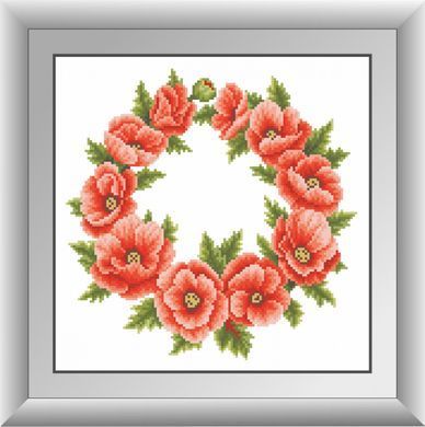 Картина алмазами Вінок з маками Dream Art (DA-30584) 33 х 33 см фото інтернет-магазину Raskraski.com.ua