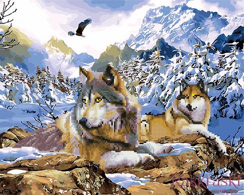 Алмазна картина Зимові вовки (GZS1010) Rainbow Art (Без коробки) фото інтернет-магазину Raskraski.com.ua