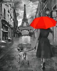 Холст для рисования С красным зонтиком в Париже (NIK-N630) фото интернет-магазина Raskraski.com.ua