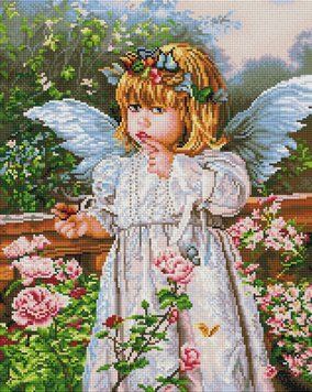 Картина из страз Очаровательный ангелик ColorArt (CLR-PSP040, На подрамнике) 40 х 50 см фото интернет-магазина Raskraski.com.ua