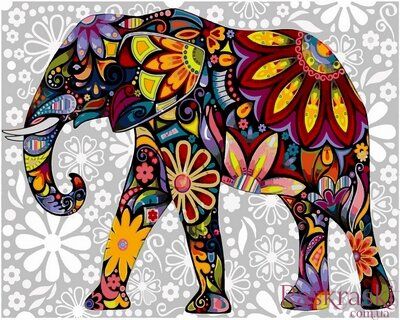 Раскраска по номерам Цветочный слон (VP621) Babylon фото интернет-магазина Raskraski.com.ua