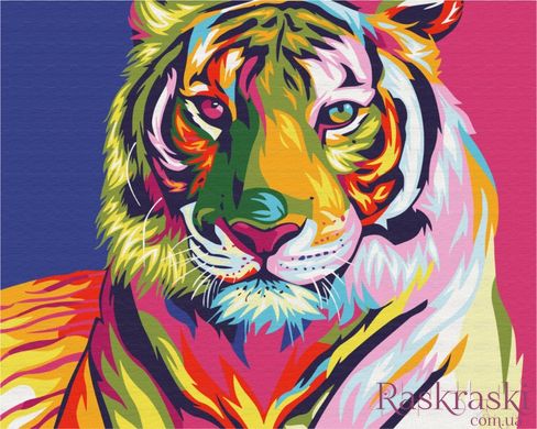 Розмальовка по номерах Тигр в стилі поп-арт (BSM-B9203) фото інтернет-магазину Raskraski.com.ua