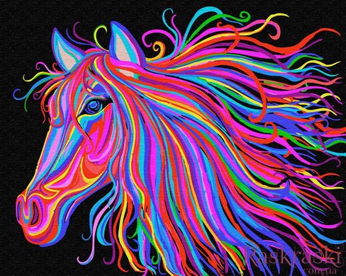 Раскраска по номерам Радужный конь (BRM29429) фото интернет-магазина Raskraski.com.ua
