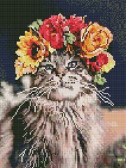 Алмазная мозаика Кошка с венчиком Rainbow Art (EJ1381, На подрамнике) фото интернет-магазина Raskraski.com.ua