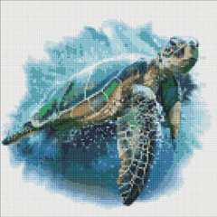 Картина мозаика Голубая черепаха Идейка (AMO7430, На подрамнике) фото интернет-магазина Raskraski.com.ua