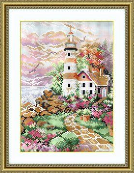 Картина алмазами Маяк на рассвете (полная зашивка, квадратные камни) Dream Art (DA-30064, Без подрамника) 22,5 х 31,5 см фото интернет-магазина Raskraski.com.ua