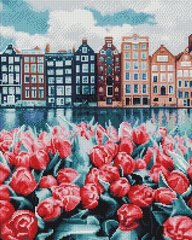 Картина из страз Тюльпаны Амстердама Rainbow Art (EJ1288, На подрамнике) фото интернет-магазина Raskraski.com.ua