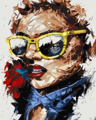 Картина за номерами Дівчина у жовтих окулярах (BK-GX34998) (Без коробки)