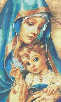 Картина из страз Мадонна с младенцем Алмазная мозаика (OSE001, Без подрамника) фото интернет-магазина Raskraski.com.ua