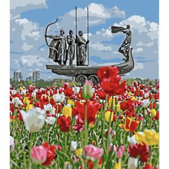 Картина за номерами Засновники серед тюльпанів (SR-B-SY6551) Strateg фото інтернет-магазину Raskraski.com.ua