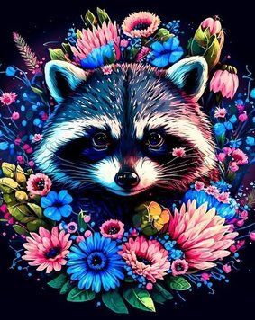 Набор алмазной мозаики Разноцветный енотик My Art (AR-3152, На подрамнике) 40 х 50 см фото интернет-магазина Raskraski.com.ua