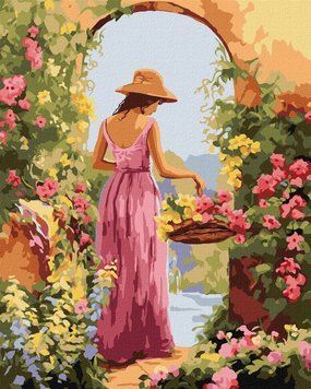 Раскраска по номерам Девушка с цветами &copy;art_selena_ua (KH8431) Идейка 40 х 50 см фото интернет-магазина Raskraski.com.ua
