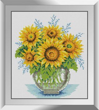 Картина зі страз П'ять соняшників Dream Art (DA-31210) 27 x 31 см фото інтернет-магазину Raskraski.com.ua
