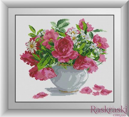 Картина з мозаїки Троянди і маргаритки Dream Art (DA-30650) фото інтернет-магазину Raskraski.com.ua