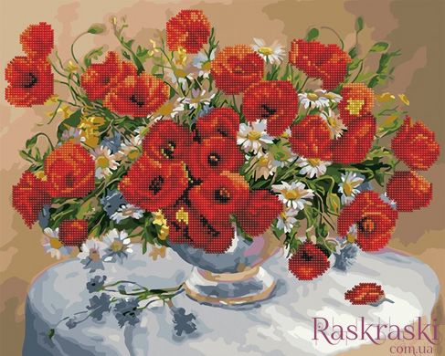 Алмазная картина Маки и ромашки (GZS1101) Rainbow Art (Без коробки) фото интернет-магазина Raskraski.com.ua