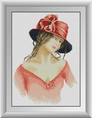 Картина з мозаїки Дівчина в капелюшку Dream Art (DA-30961) фото інтернет-магазину Raskraski.com.ua