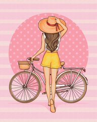 Раскраска по номерам Девушка с велосипедом (BS51341) (Без коробки)