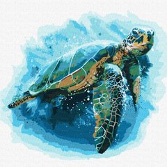 Картина по номерам Голубая черепаха (KHO4271) Идейка (Без коробки)