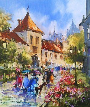 Картина алмазами Бернардинский дворик худ. Цемрюк С. Диамантовые ручки (GU_189622, На подрамнике) 40 х 50 см фото интернет-магазина Raskraski.com.ua