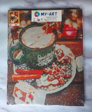 Алмазная мозаика Какао с имбирным печеньем My Art (AR-3153, На подрамнике) 40 х 50 см фото интернет-магазина Raskraski.com.ua
