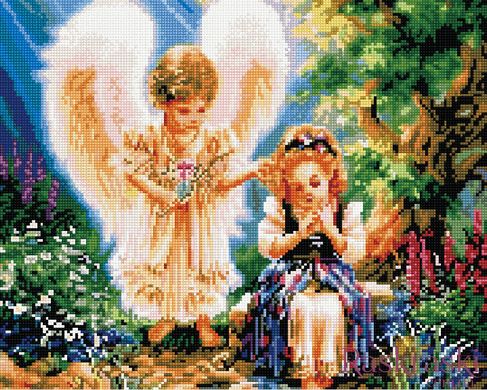 Набор алмазная мозаика Ангел с девочкой Никитошка (GJ5321, На подрамнике) фото интернет-магазина Raskraski.com.ua