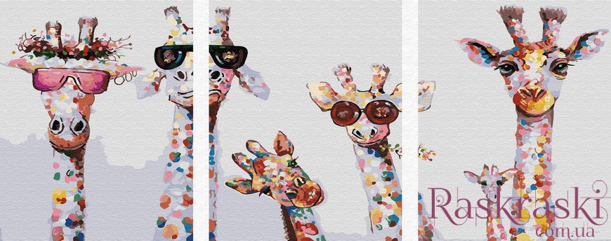Картина за номерами Модні жирафи (PX5284) НикиТошка фото інтернет-магазину Raskraski.com.ua