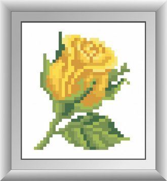 Алмазна вишивка Жовта трояндочка (без коробки) Dream Art (DA-30433M) 10 х 11 см фото інтернет-магазину Raskraski.com.ua