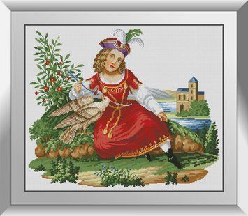 Алмазная картина Девушка с соколом Dream Art (DA-31162, Без подрамника) 52 x 62 см фото интернет-магазина Raskraski.com.ua
