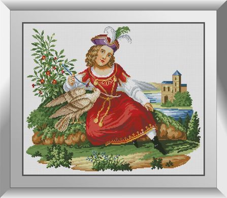 Алмазна картина Дівчина з соколом Dream Art (DA-31162) 52 x 62 см фото інтернет-магазину Raskraski.com.ua