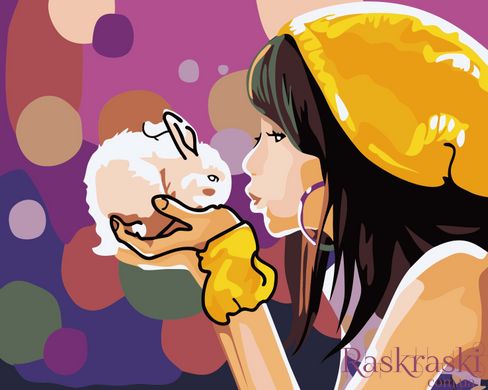 Раскраска по номерам Девочка с кроликом (BRM111) фото интернет-магазина Raskraski.com.ua