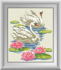 Картина алмазная вышивка Лебеди в пруду (квадратные камни, полная зашивка) Dream Art (DA-30419, Без подрамника) фото интернет-магазина Raskraski.com.ua