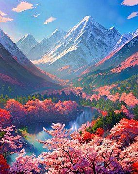 Картина мозаїка Сакура в горах із голограмовими стразами My Art (MRT-TNG1263) 40 х 50 см фото інтернет-магазину Raskraski.com.ua