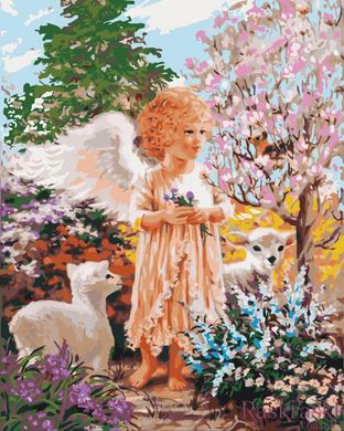 Полотно для малювання Ангелок з овечками (KHO2305) Идейка (Без коробки)
