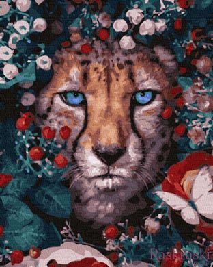 Картина по номерам Цветочной леопард (BK-GX32765) (Без коробки)