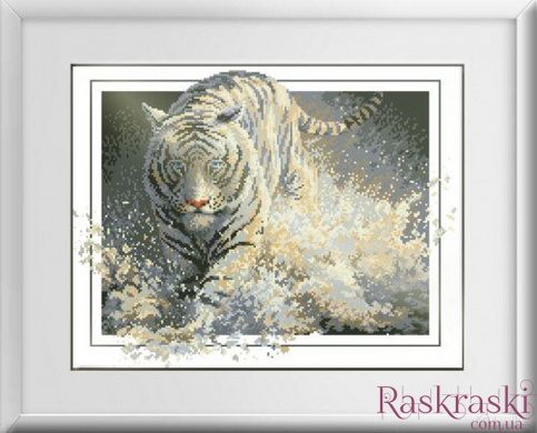 Алмазная вышивка Белая молния(тигр) (полная зашивка, квадратные камни) Dream Art (DA-30123, Без подрамника) фото интернет-магазина Raskraski.com.ua