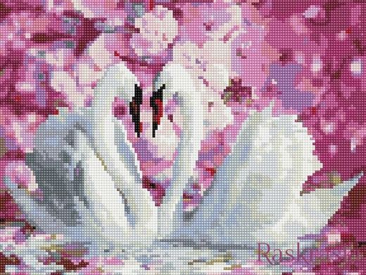 Алмазная вышивка Белые лебеди Rainbow Art (EJ1046, На подрамнике) фото интернет-магазина Raskraski.com.ua