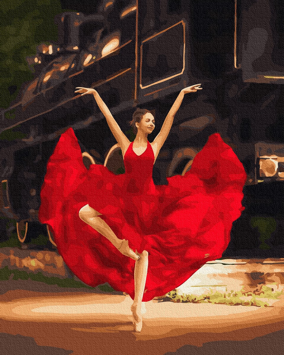 картина за номерами Балерина в червоному