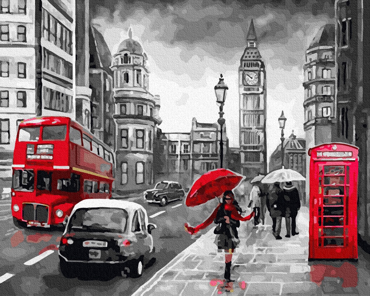 раскраски по номерам Лондон на черном фоне
