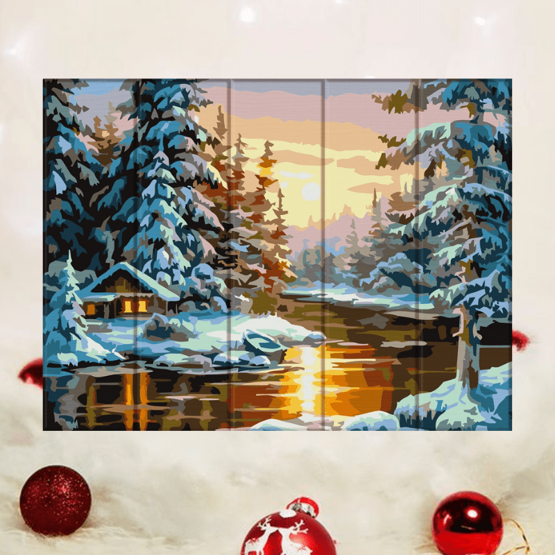 Картина по номерам на дереве зима купить в Украине