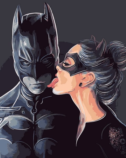 Картина за номерами Бетмен і жінка кішка