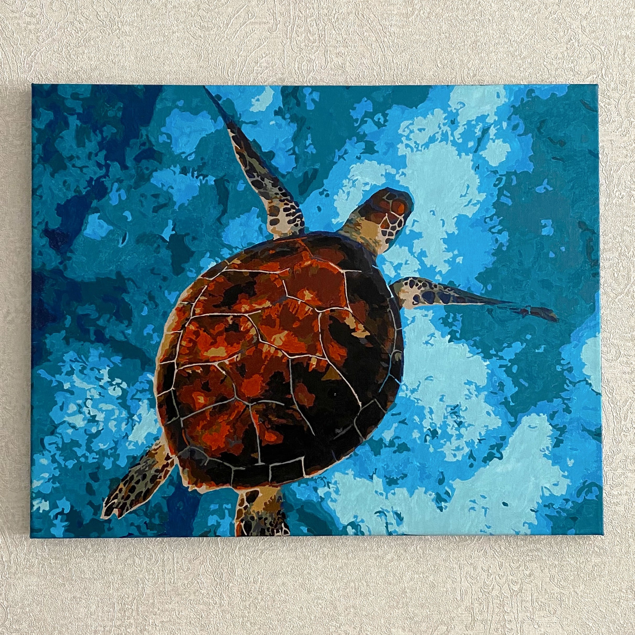 картина по номерам черепаха - фото нарисованной раскраски