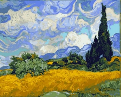 Картины по номерам Ван Гог Пшеничное поле с кипарисами